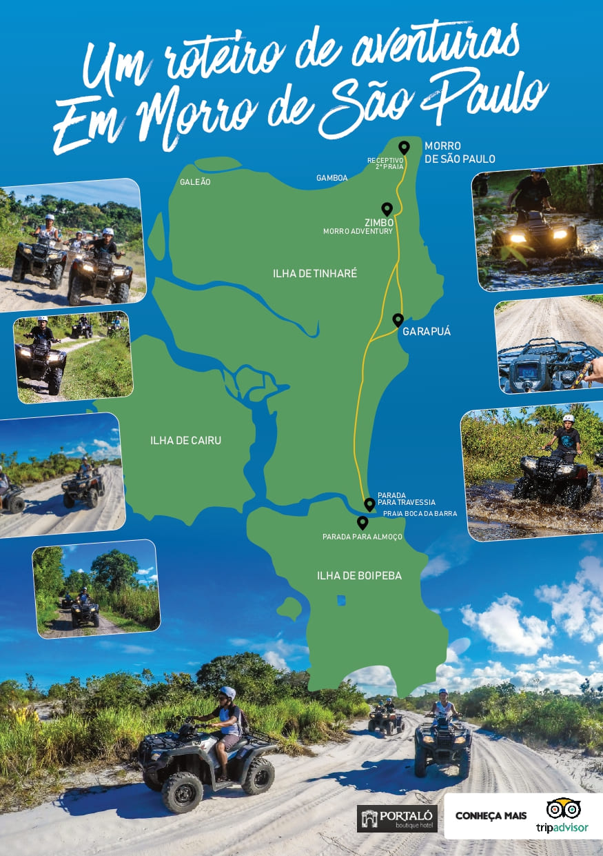 roteiro do passeio de quadriciclo em Morro de São Paulo